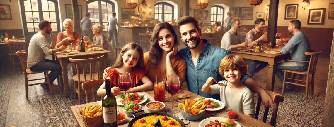 familia disfrutando de la gastronomía de toledo